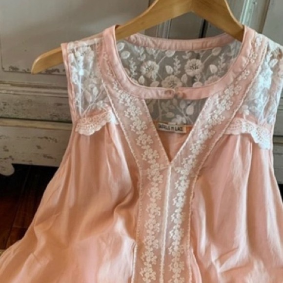 Boho Small Pink Layering Lace Tank Dress - Picture 3 of 3